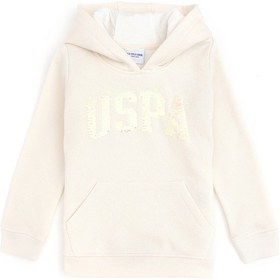 Resim U.S. Polo Assn. Kız Çocuk Krem Kapüşonlu Basic Sweatshirt 50292512-VR071 