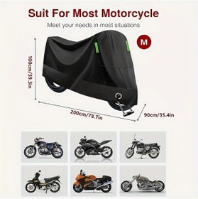 Resim Gateesat Siyah M Mevsimlik Motosiklet Örtüsü Uv Korumalı Hırsızlık Önleyici Kilitli Taşıma Çantası 
