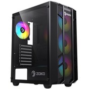 Resim Zoko Hunter 4x12 CM ARGB Fan Mesh Panel Temperli Cam Bilgisayar Kasası Siyah 