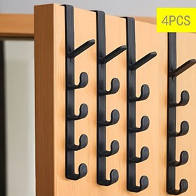 Resim 4 adet set, 5 ucu olan kapı üstü plastik organizatör çantalar ve aksesuarlar için - Banyo, yatak odası, gardırop depolama için ideal - Görünürlük için şeffaf cebi olan alan tasarrufu tasarımı, banyo organizatörleri ve depolama 