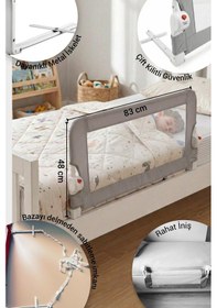 Resim Wellgro Littles 83 48 CM Yatak Bariyeri, Çocuk Yatak Korkuluğu Gri 