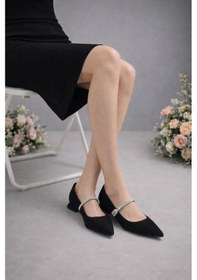 Resim Kadın Zarif Ve Şık Kristalli Babet Ayakkabılar Her Adımda Stil Siyah 