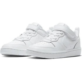 Resim Nike Court Borough Low 2 Leather Sneaker Hakiki Deri Lastik İpli Bantlı Unisex Spor Ayakkabı Beyaz 