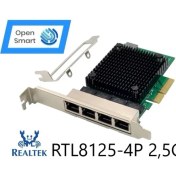 Resim Open Smart 4 Port Realtek RTL8125B 2,5gbe Pcıe X4 Ethernet Kart - OPS7276RTL 