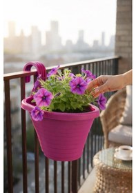 Resim Omnipazar So-tom3 Tombik Askılı Balkon Saksı 3 Litre No: 3 Vişne 102 