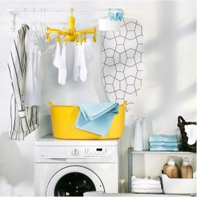 Resim IKEA 16 Mandallı Ahtapot Askılık Askılık Kurutmalık Çamaşır Kurutması Sarı Renk Plastik Çamaşır Askısı 