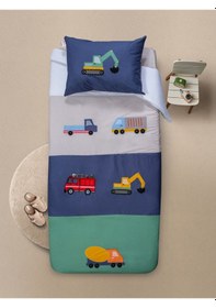 Resim Tiffany İş Makinası Yatak Örtüsü 160 200 Çok Renkli 