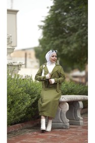 Resim Esre Store 0142 - Tesettür Trençkot Haki 