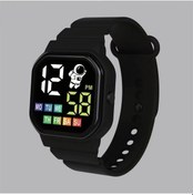 Resim Gaojunshop01 Spaceman Led Dijital Spor Saati Siyah Silikon Kayış Büyük Ekran Kronometre Alarm Diğer 