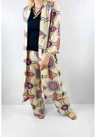 Resim Modaonna Kadın Bej Renk Pamuklu Kimono Pantolon Takım Bej 