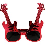 Resim artlab Art Kırmızı Renk Rockn Roll Gitar Şekilli Parti Gözlüğü 15X15 Cm Lab 