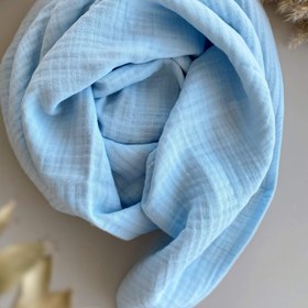 Resim Amigurumi Uzun Kulak Müslin Bebek Seti - Mavi / Battaniye 