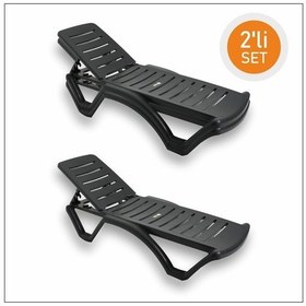 Resim Brezza Elite Şezlong Antrasit 2 Adet Antrasit 