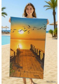 Resim Seadream Tropikal Desenli Plaj Havlusu 70x140 Cm Günbatımı Çok Renkli 