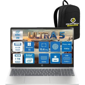 Resim Hp Laptop Intel Core Ultra 5 225U 8 GB Ddr5 1 Tb SSD Fhd IPS 300NIT Wın 11 Home Taşınabilir Bilgisayar CK6C5EA+OKATECH Çanta 