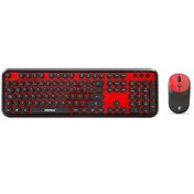 Resim Everest Round KM-6282 Siyah Kırmızı Kablosuz Q Multimedia Klavye ve Mouse Seti 