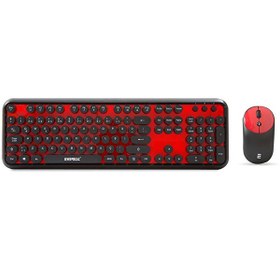 Resim Everest Round KM-6282 Siyah Kırmızı Kablosuz Q Multimedia Klavye ve Mouse Seti 