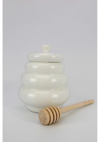 Resim Acar Pamira Ahşap Kaşıklı Porselen Bal Kavanozu - Yam-06128 