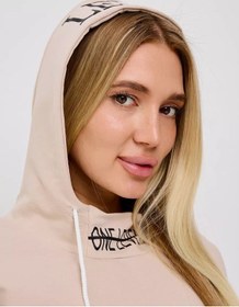 Resim D-shops Büyük Beden Baskılı İç Kısmı Tüysüz Kapşonlu Sweatshirt 233847004 Bej 