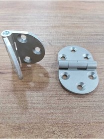 Resim ARON (2 Adet) 4043 Oval Sabit Menteşe 4cm Saten Alimünyum Mobilya Menteşesi 