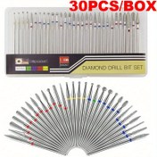 Resim 30 adet Diamantlı Tırnak Matkap Uçları Seti - Döner Elektrikli Freze için Çok Renkli (Pembe, Mavi, Yeşil, Sarı) ile Ergonomik Tutma, Hassas Kesme ve Parlatma, Manikür ve Pedikür için Dayanıklı Metal Yapı, Tırnak Sanatı Araçları Aksesuarları, Tırnak Matkap Aksesuarları, Manikür Araçları, Şık Metalik Kaplama, Güçlü Yapı 