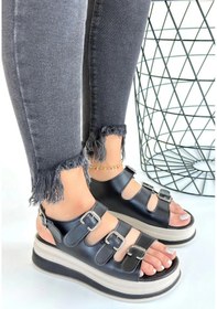 Resim Biçomi Jatay Siyah Cilt Sandalet Çok Renkli 