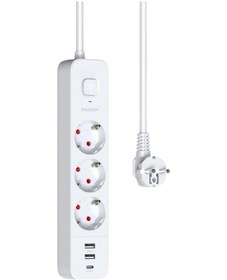 Resim Akım Korumalı Priz, Isıya Dayanıklı Akım Korumalı Priz, Çocuk Korumalı Priz, 3x Priz Girişi, 2x Usb Girişi, 1x Type-c Girişi, Uzatma Kablolu Priz Çoğaltıcı 1.8 Metre 1 