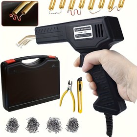 Resim Plastik Kaynakçı Kiti Sıcak Zımbalar Kaynak Makinesi Klips Tamir Makinesi Kutulu Araba Tamponları Onarım Zımbası Kaynak Araçları Seti 