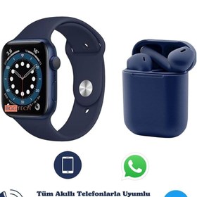 Resim BGGTech Tüm Akıllı Telefonlarla Uyumlu Watch 7 Series Jd77 Akıllı Saat + Tws I12 Bluetooth Kulaklık 