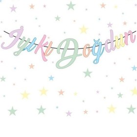 Resim İyi Ki Doğdun Kaligrafi Banner Makaron Renkli 110x20 Cm 