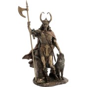 Resim Veronese Kurtlu Loki Heykeli Bronz Renk Mitolojik Figür 35CM 
