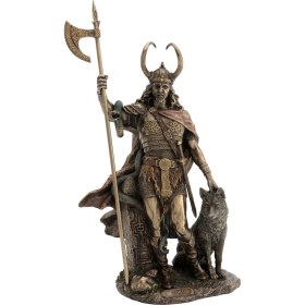 Resim Veronese Kurtlu Loki Heykeli Bronz Renk Mitolojik Figür 35CM 