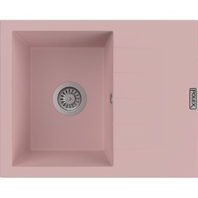 Resim Polex Cristalüx Granit Evye P-S60 Pembe Tezgah Altı Ve Tezgah Üstü Kare Mutfak Evyesi 60.5x49.5 CM 