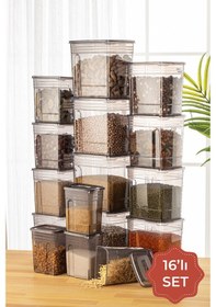 Resim Vienev Strip Mega Boy Erzak Saklama Kabı Antrasit 4x 5.5 L + 3.5 L + 2 L + 1.25 L 16'lı Çok Renkli 