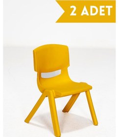 Resim Junior 2 Adet Kreş Anaokulu Çocuk Sandalyesi Sert Plastik Sarı 