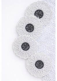 Resim Gülruba Oval Beyaz Çeyizlik Dantelli 2'li Banyo Paspası Seti Kaymaz Tabanlı Klozet Takımı Beyaz 