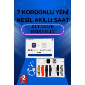 Resim Toyigoo Akıllı Saat 7 Kordonlu Kulaklık Hediyeli Nabız Ölçer Uyku Takibi Sesli Görüşme 