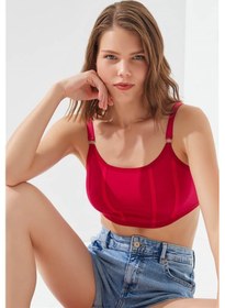 Resim Cottonhill Bordo Pamuklu Ayarlanabilir Askılı Kadın Bralet Büstiyer Bordo 
