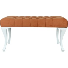 Resim İndirim Çadırı Vinda Kaptioneli Ayakucu Bench Puf 90 cm Turuncu- Taş Düğmeli 