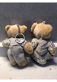 Resim Sevimli Elbiseli Tulumlu Ayıcık Peluş Oyuncak Anahtarlık Uyku Arkadaşı Hediyelik 12 Cm Sevgiliye Eşe Yeşil 