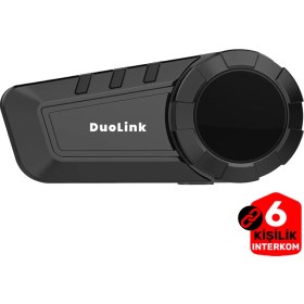 Resim DuoLink X06 Pro İnterkom Bluetooth 6 Kişi Grup Motosiklet Kulaklık Müzik Paylaşımı Kask Intercom Sesli Yanıt 