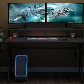 Resim Zeronex Gaming Oyuncu Masası - Ergonomik Tasarım, Raflı ve Kulaklık Askılı, Dayanıklı Metal Ayaklı Modern Bilgisayar Masası 