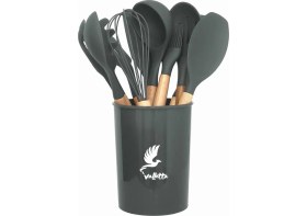 Resim Hype Store Valletta Mikla Isıya Dayanıklı Yanmaz Yapışmaz 33 Parça Silikon Spatula Mutfak Seti Gri 