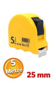 Resim Badem10 Bükülebilir Metre 5 metre Şerit Metal En 25 mm Düğmeli Ölçüm Ölçme Plastik Kasalı 