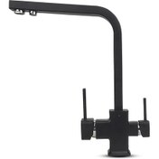 Resim Su Arıtma Cihazı İçin 3 Yollu Kare Siyah Musluk 