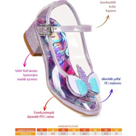 Resim Kiko Kids Rosella Unicorn Kız Çocuk Topuklu Abiye Şeffaf Ayakkabı 