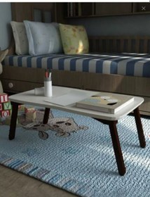 Resim Laptop Sehpa Çalışma Kahvaltı Masası Krem 60 Cm 23 Cm 