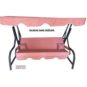 Resim 3 Kişilik Salıncak Minderi Süngersiz Kılıfı Gül Kurusu Bahçe 