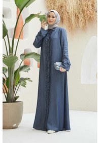 Resim Neways 6615-denim Fırfırlı Ferace Koyu Mavi Koyu Mavi 