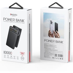 Resim YESIDO YP57 10.000 mAh Led Şarj Göstergeli 22.5W USB3.0 ve 20W Type-C Çıkışlı 15W Kablosuz Şarjlı PD Hızlı Şarj Magsafe Powerbank - Siyah 